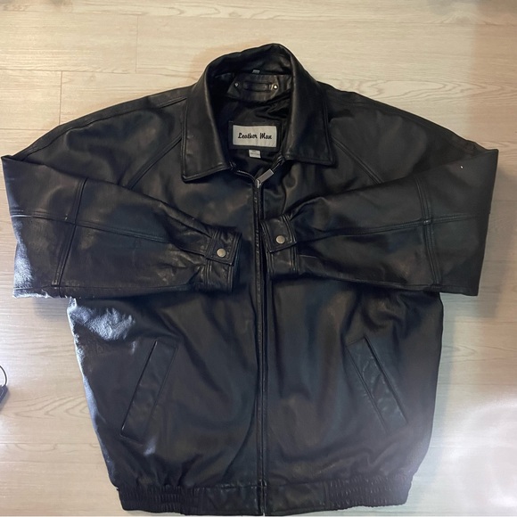 Leather Man Other - Leathers Mans Leather Jacket 2x Black Zipper Jacket Inner Pocket EUC Vintage